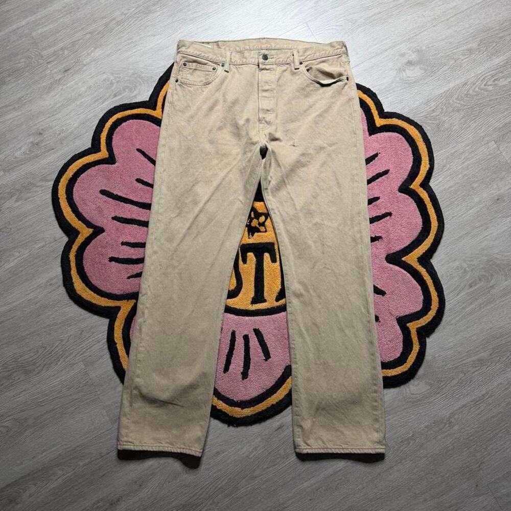 Levi’s 501 Button Fly Straight Leg Denim Jeans Size 36x32 Tan